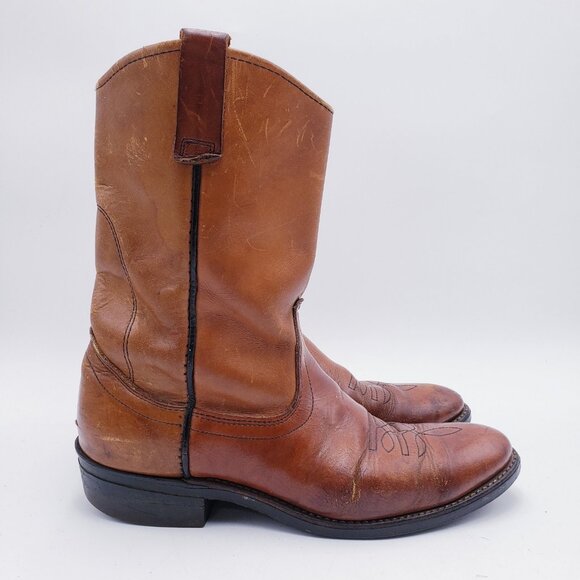 Red Wing Vintage Men’s Brown Leather Cowboy Western Pecos Pull On Boots Size 9.5 - Picture 1 of 13